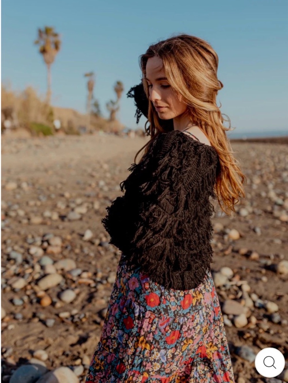 NWT Cleobella 100% Organic Cotton Black Fringe Knit Sweater